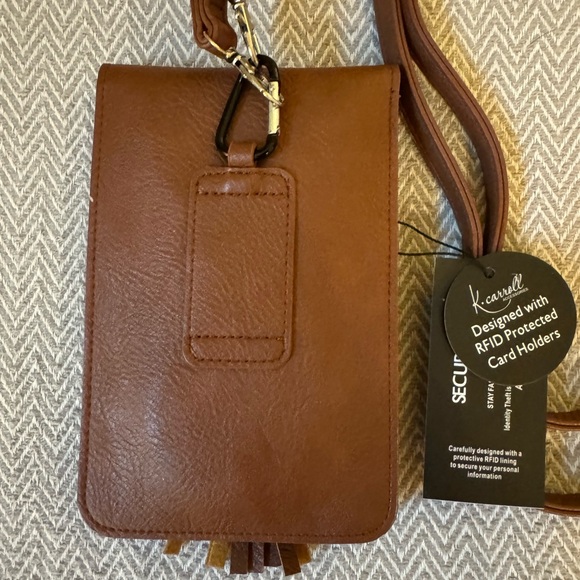 K Carroll Crossbody Phone Purse Carmel  With RFID Card Holders NWT Harper Bag - Picture 2 of 16